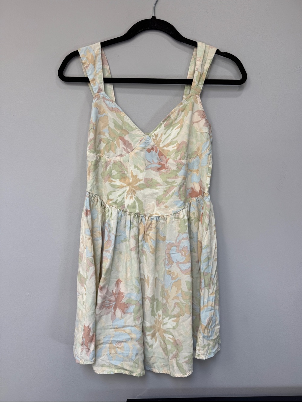 O'Neill Pastel Floral Mini Dress in Cream, Light Blue, Blush